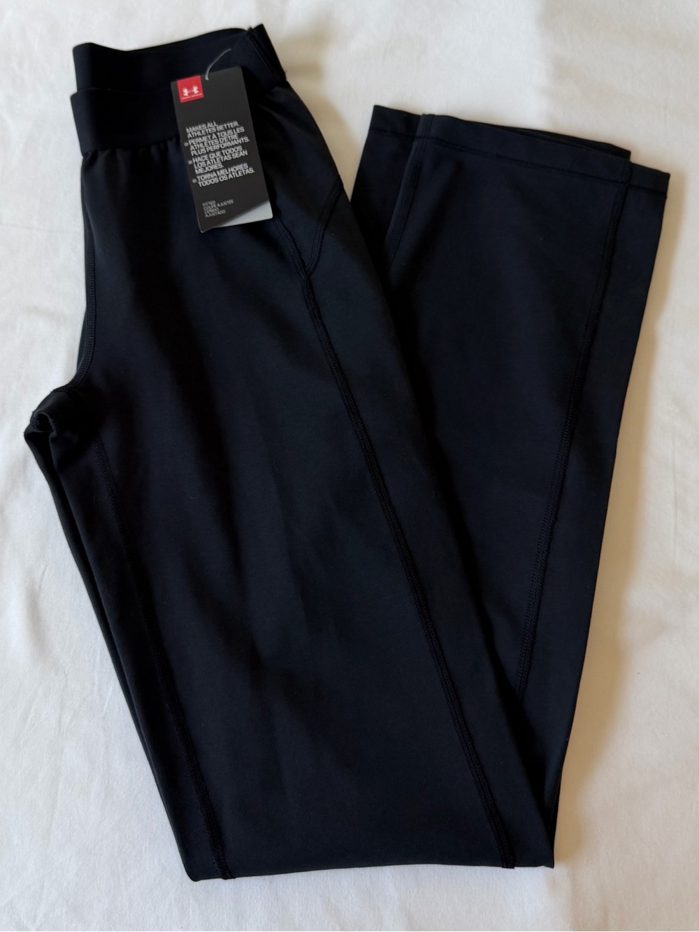 NWT Under Armour Fitted Black Athletic Straight Leg Pants Women's Size XS